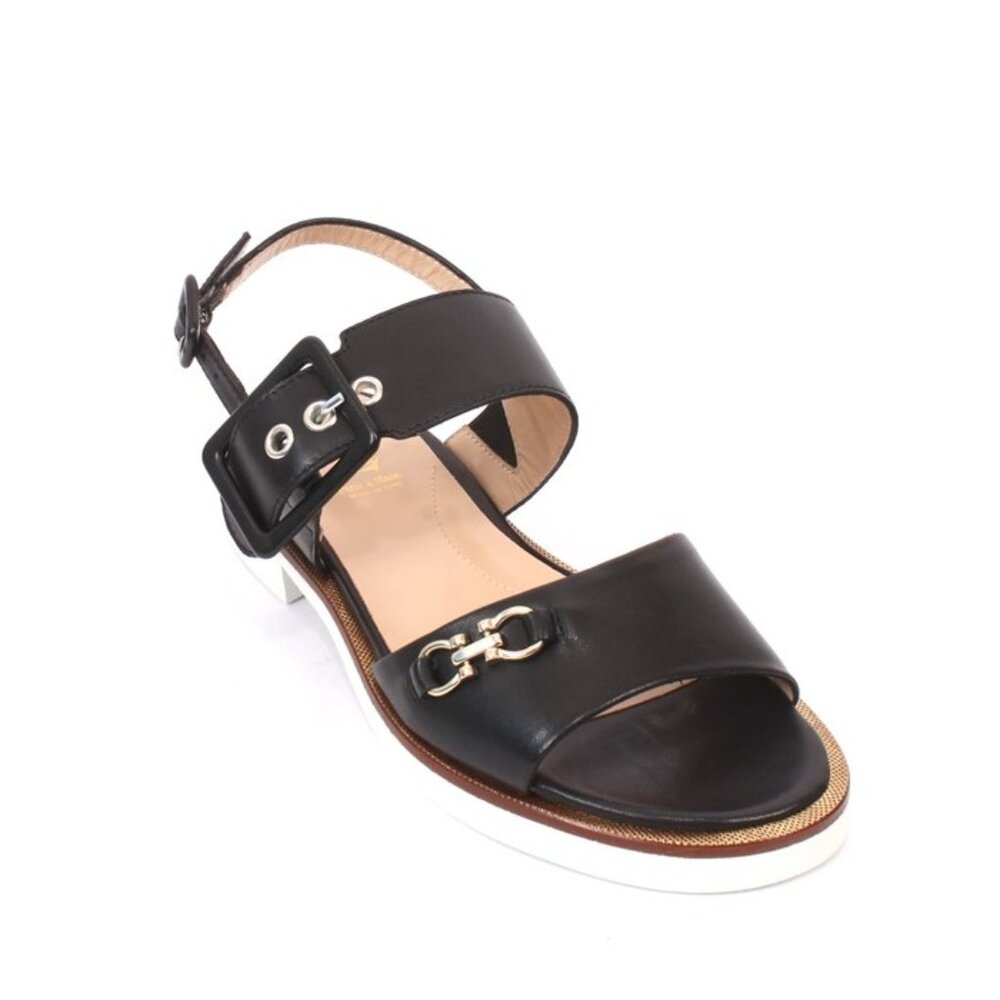 Luca Grossi 587 Black Leather Platform Sandals